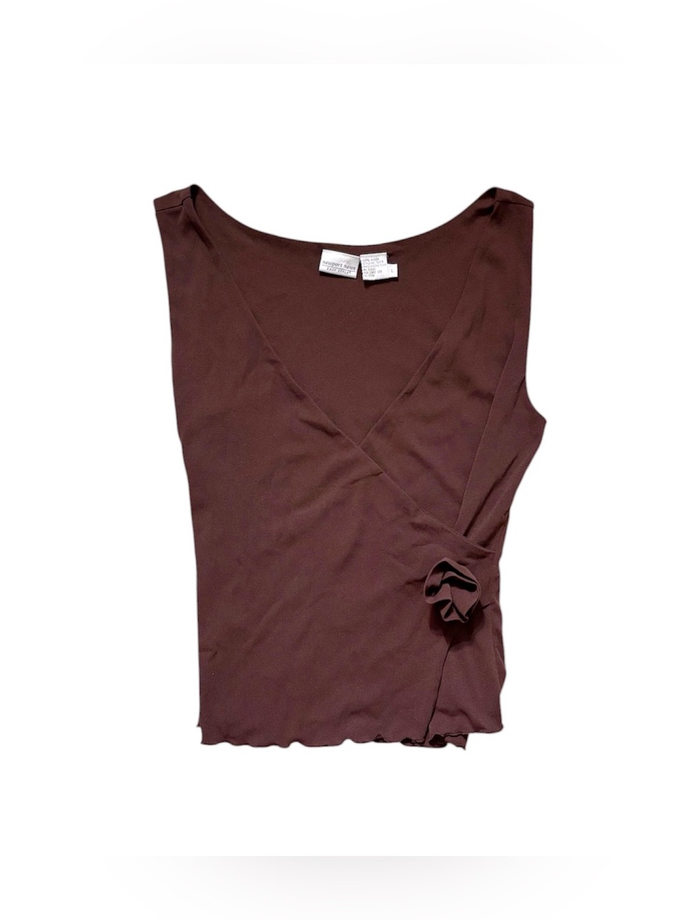 Vintage 90s Y2K Brown Faux Wrap Babydoll Tank Rosette Boho Fairy Whimsygoth L